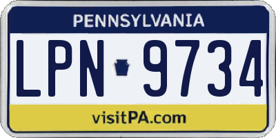 PA license plate LPN9734