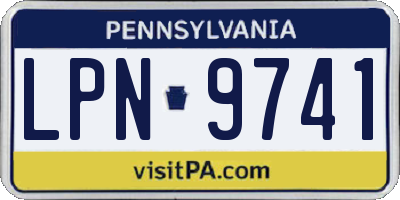 PA license plate LPN9741