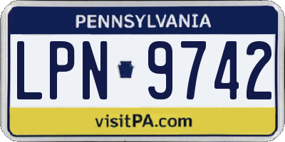 PA license plate LPN9742