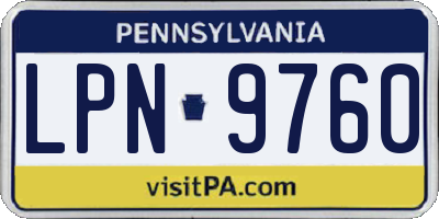 PA license plate LPN9760