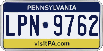 PA license plate LPN9762