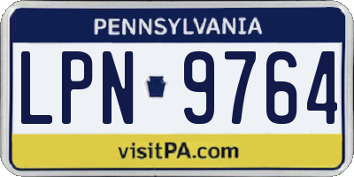 PA license plate LPN9764