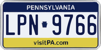 PA license plate LPN9766