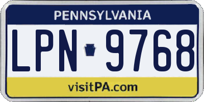 PA license plate LPN9768