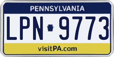 PA license plate LPN9773