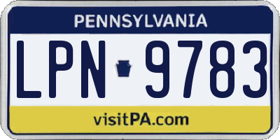PA license plate LPN9783