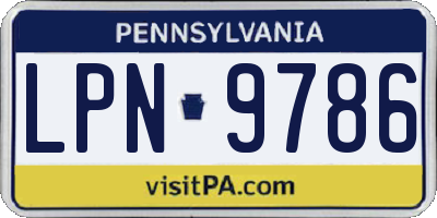 PA license plate LPN9786
