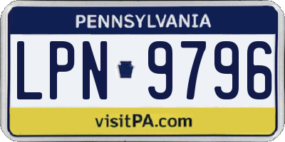 PA license plate LPN9796