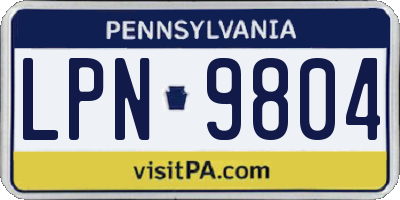 PA license plate LPN9804