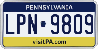 PA license plate LPN9809