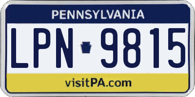 PA license plate LPN9815