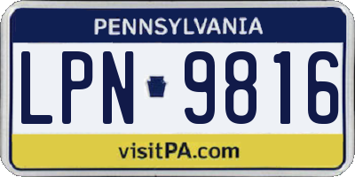 PA license plate LPN9816