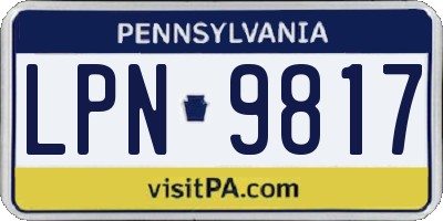 PA license plate LPN9817