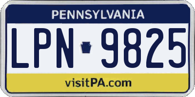 PA license plate LPN9825