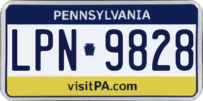 PA license plate LPN9828
