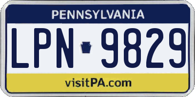 PA license plate LPN9829