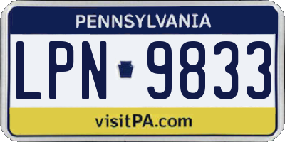 PA license plate LPN9833