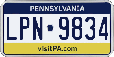PA license plate LPN9834