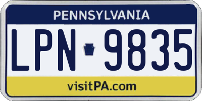 PA license plate LPN9835