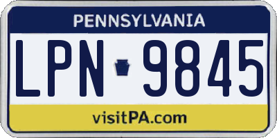 PA license plate LPN9845
