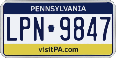 PA license plate LPN9847