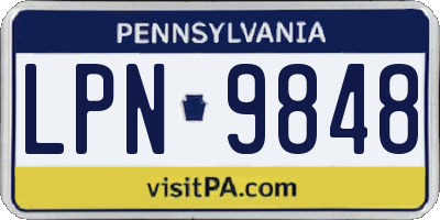 PA license plate LPN9848