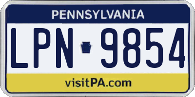PA license plate LPN9854