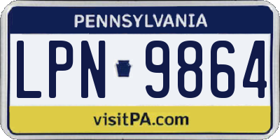 PA license plate LPN9864