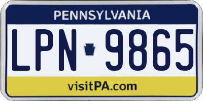 PA license plate LPN9865