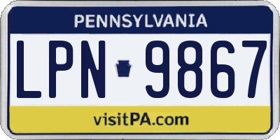 PA license plate LPN9867
