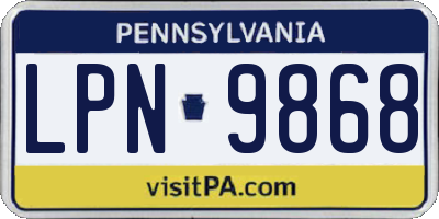 PA license plate LPN9868