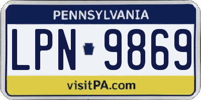 PA license plate LPN9869