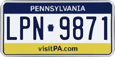 PA license plate LPN9871