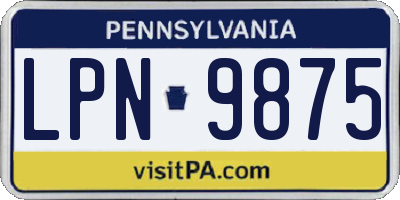 PA license plate LPN9875