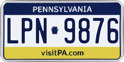 PA license plate LPN9876