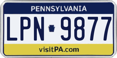 PA license plate LPN9877