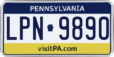 PA license plate LPN9890