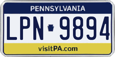 PA license plate LPN9894