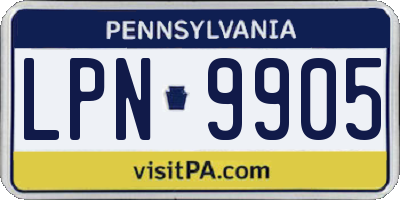 PA license plate LPN9905