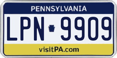 PA license plate LPN9909