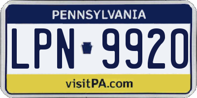 PA license plate LPN9920