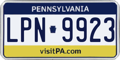 PA license plate LPN9923