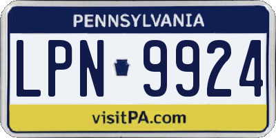 PA license plate LPN9924