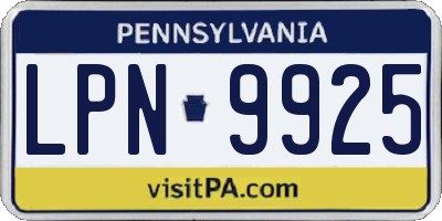 PA license plate LPN9925