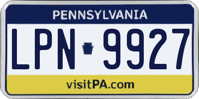 PA license plate LPN9927