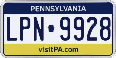 PA license plate LPN9928