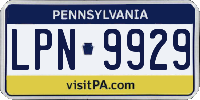 PA license plate LPN9929