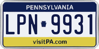 PA license plate LPN9931