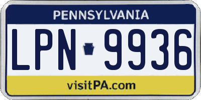 PA license plate LPN9936