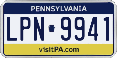 PA license plate LPN9941